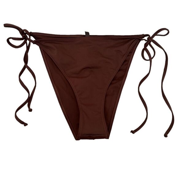 NWT SKIMS Recycled Swim Low Rise Tie Bikini Bottom In Cocoa Brown Swim Bottom - Picture 6 of 7